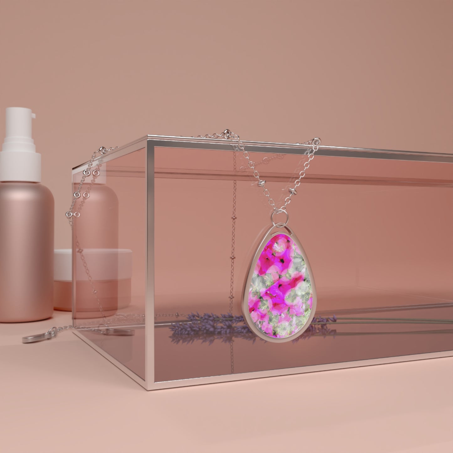 Pretty Orbs: Floral Aura Oval Necklace - Cherish Mother Nature Jewelry