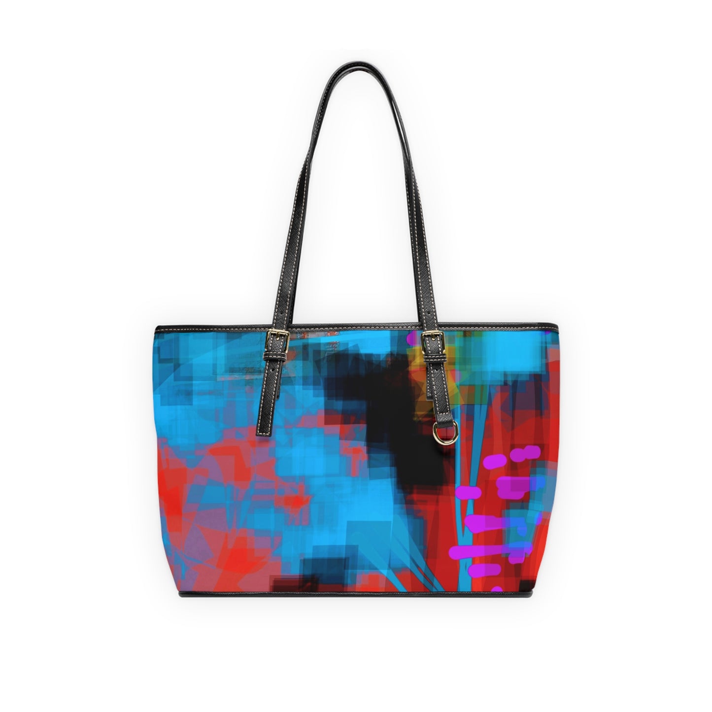 Doralee: Colorful PU Leather Shoulder Bag - Modern Abstract Design
