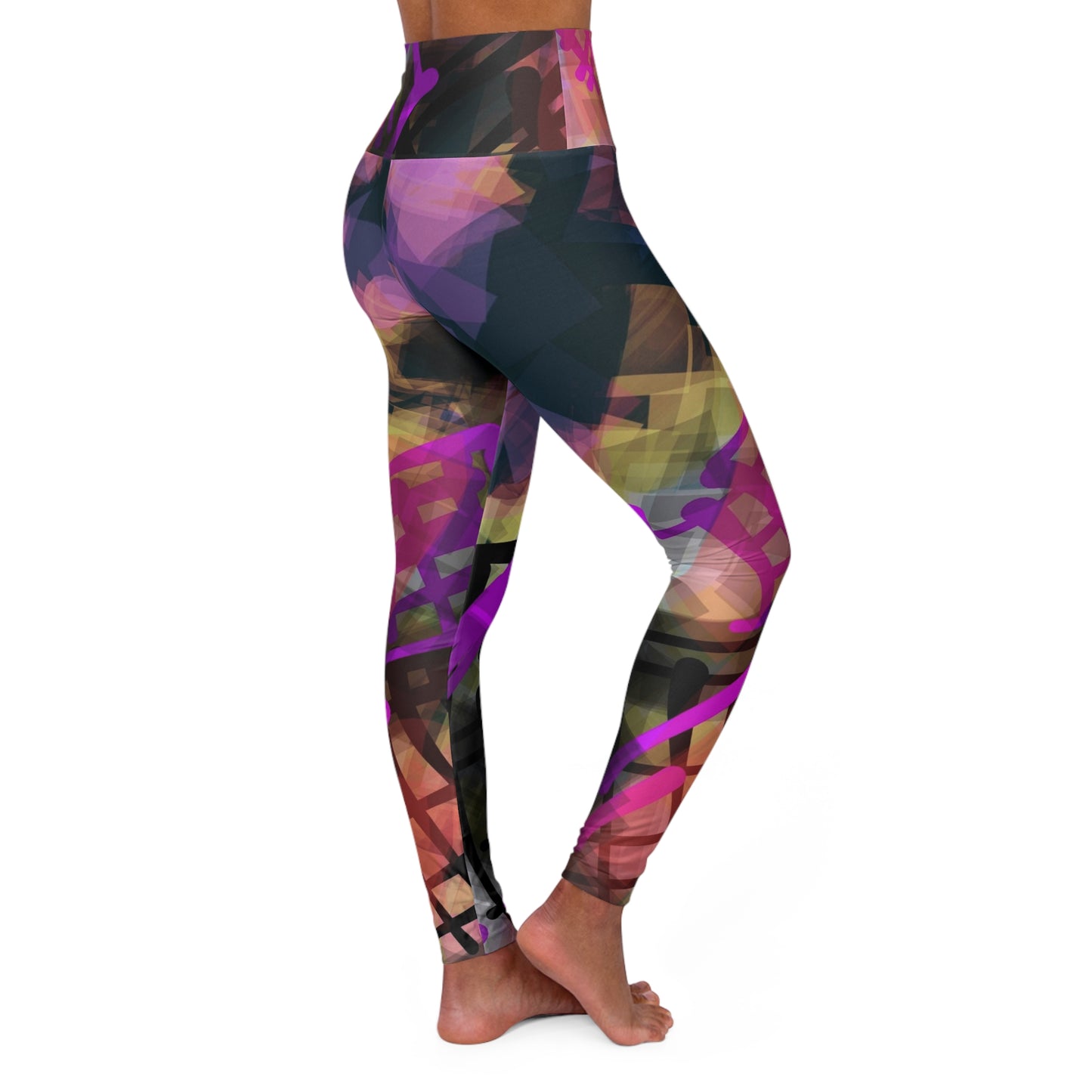 Spray Paint: Vibrant High Waisted Leggings - Playful Abstract Design, Chic Streetwear