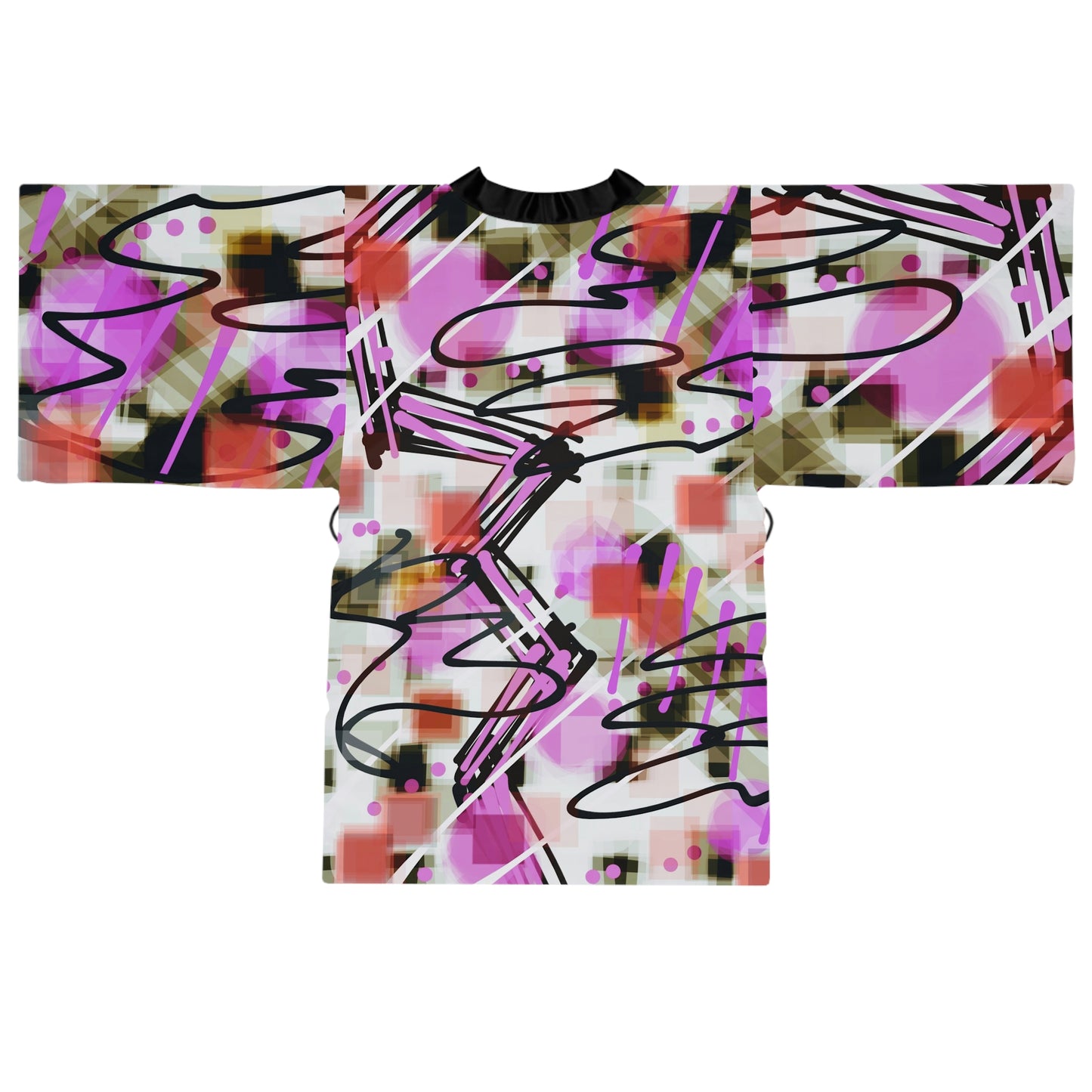 Annabella: Chic Abstract Long Sleeve Kimono Robe - Stylish Cover-Up for Relaxation and Everyday Wear