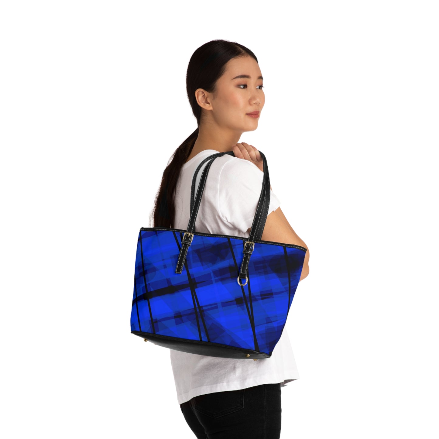 Crazy Sapphire: Stylish Blue PU Leather Shoulder Bag - Modern Tote for Everyday Use