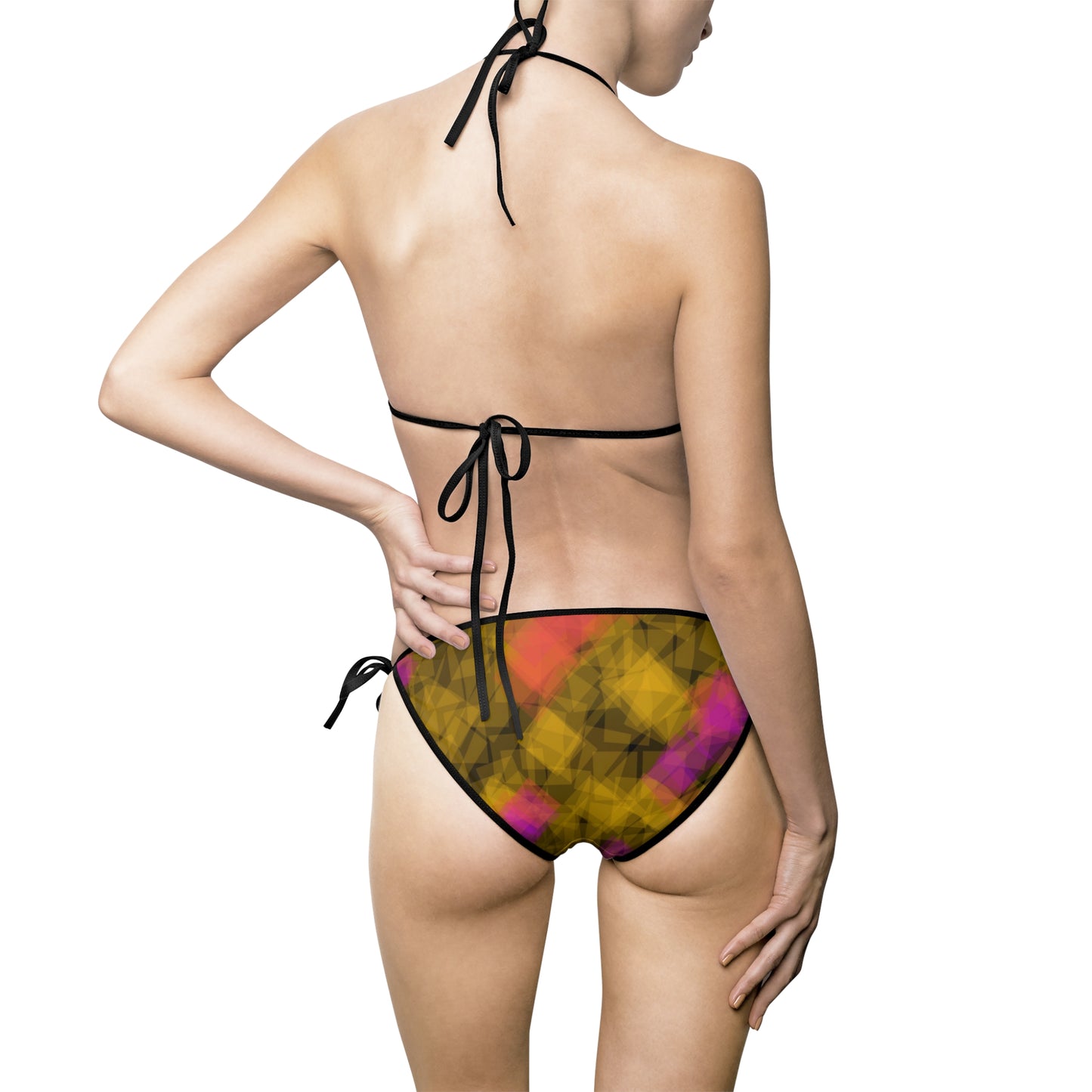 Bom: Blk Strings; Vibrant Chic Bikini Set for Women, Beach Swimming Suit, Summer Swimwear, Festival Swim Set, Tropical Vacation Outfit