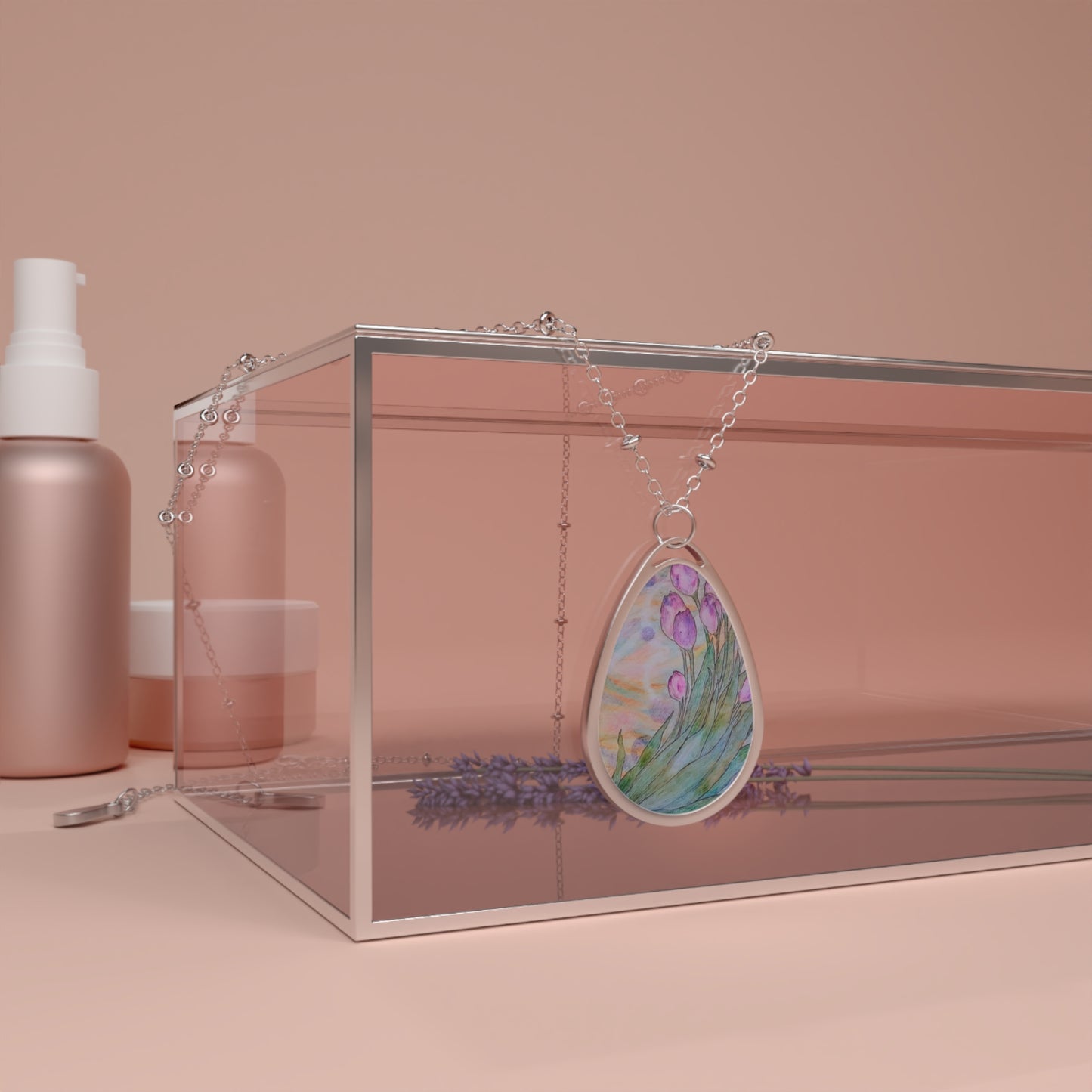 Breathing Tulips: Nature Lovers Romantic Pendant - Loving Art Jewelry