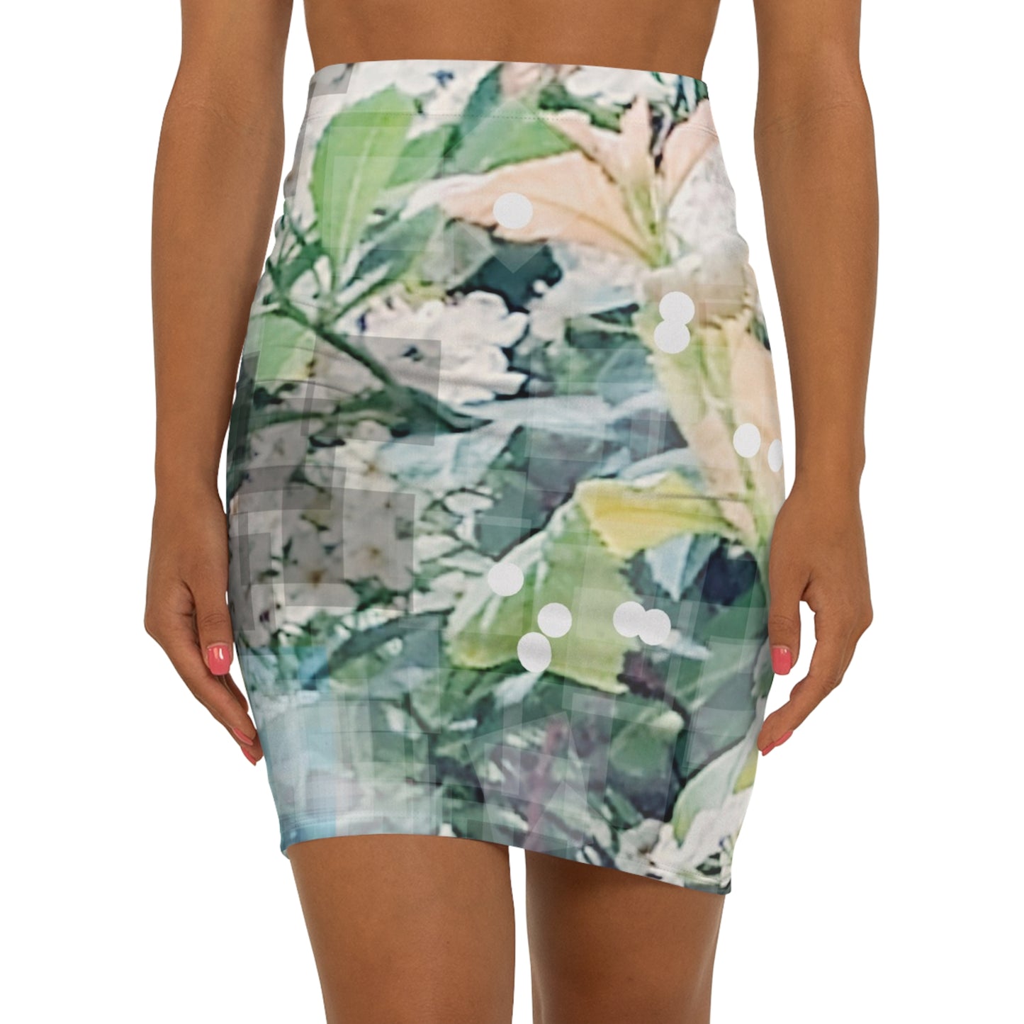 Blossomi: Women's Mid-Waist Pencil Skirt (AOP)