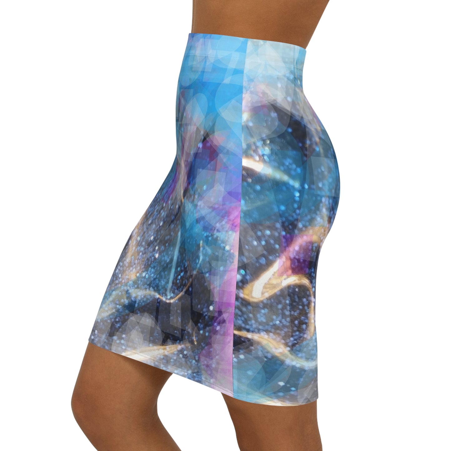 Sapphire Fuel: Women's Mid-Waist Pencil Skirt (AOP)
