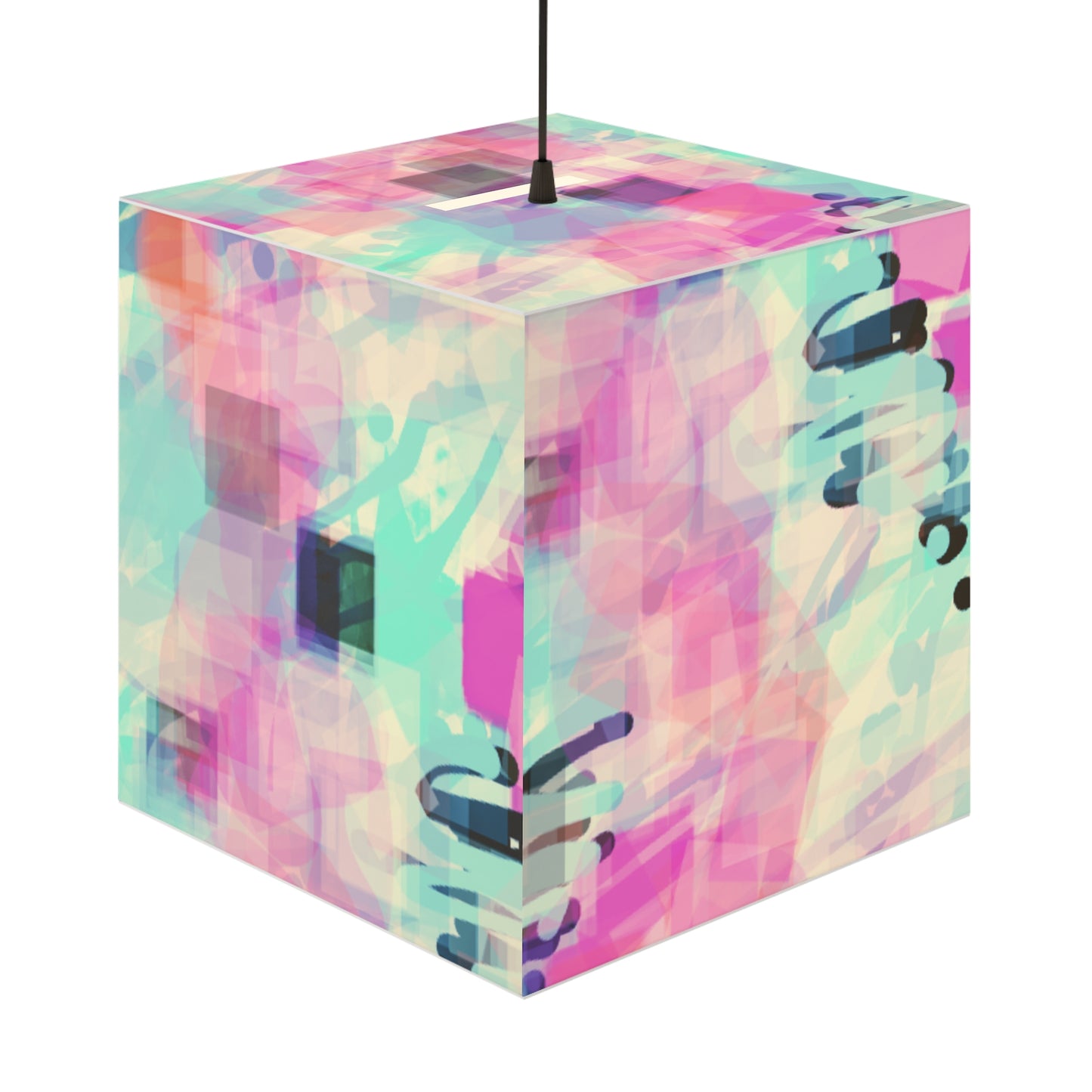 Anastasia: Ethereal Vibrant Abstract Light Cube Lamp, Modern Home Decor, Colorful Pendant Lighting, Unique Gift Idea, Mystical Lighting Feature