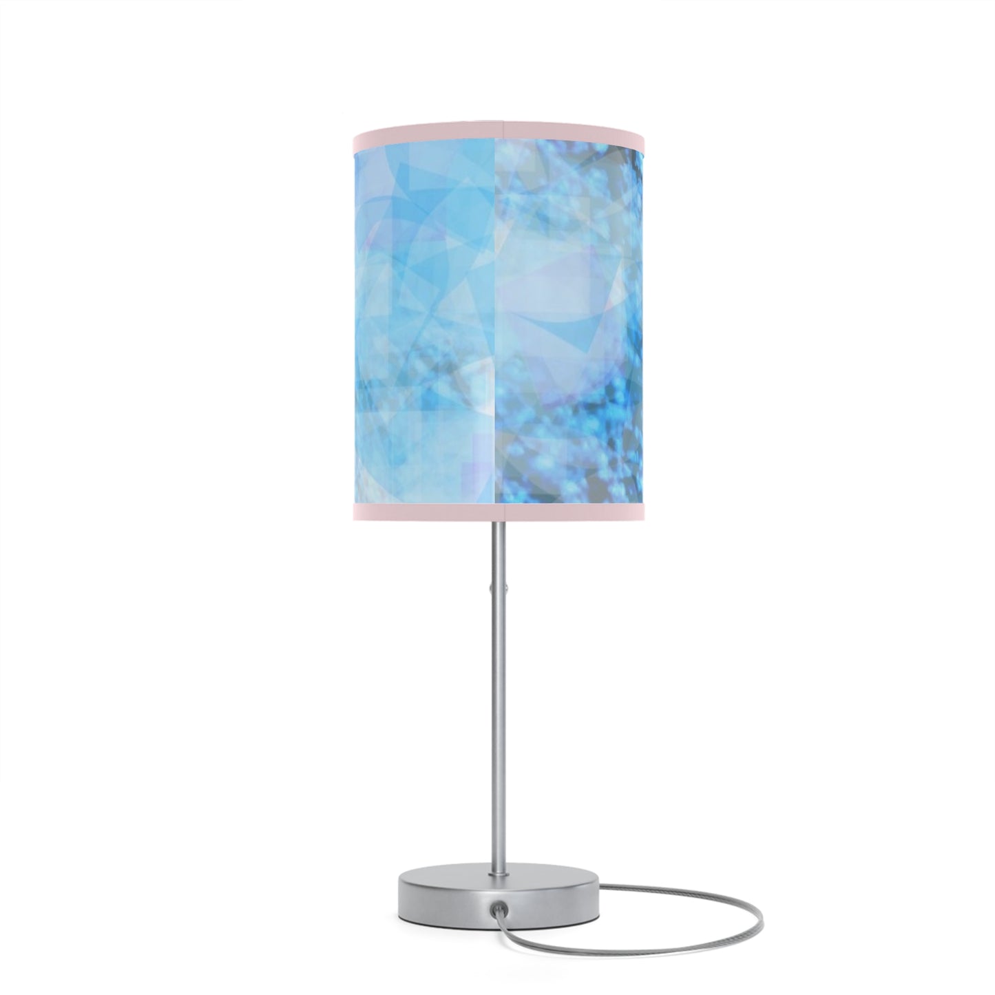 Sapphire Softly: Pink Trim; Modern Blue Abstract Table Lamp - Stylish Lighting for Home Decor