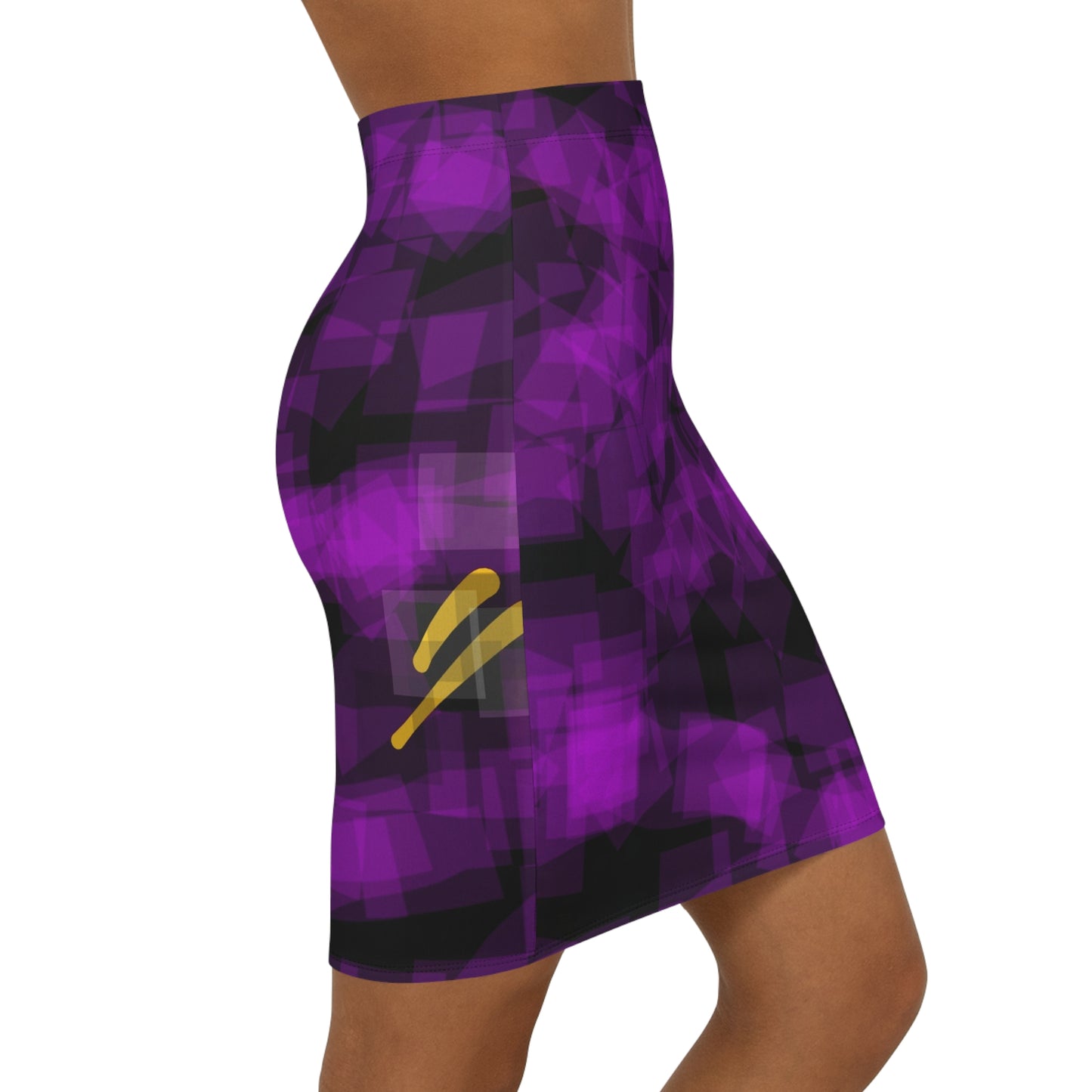 Nice!: Stylish Women's Mid-Waist Pencil Skirt - Trendy Purple Abstract Design