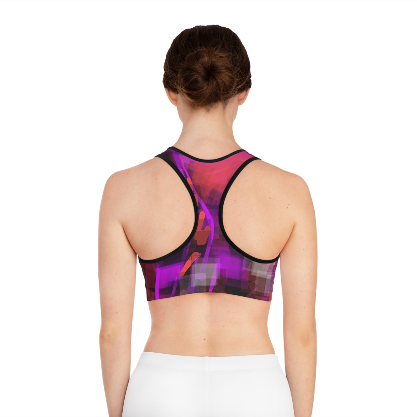 Bo II: Blk Trim Abstract Vibrant Sports Bra for Active Lifestyle