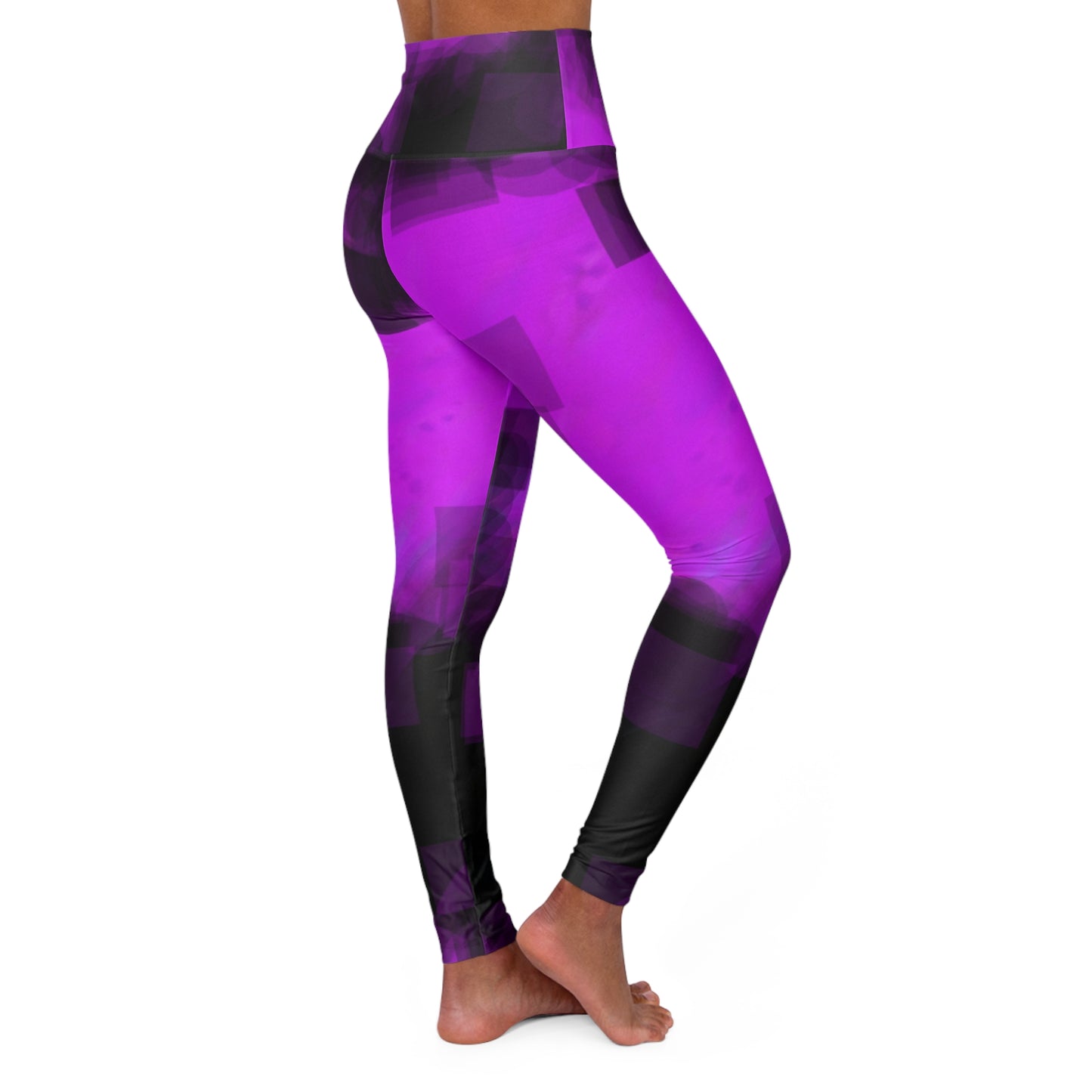 Pink and Black High Waisted Leggings - Stylish Activewear for Fitness, Casual Chic Fashion Streetwear
