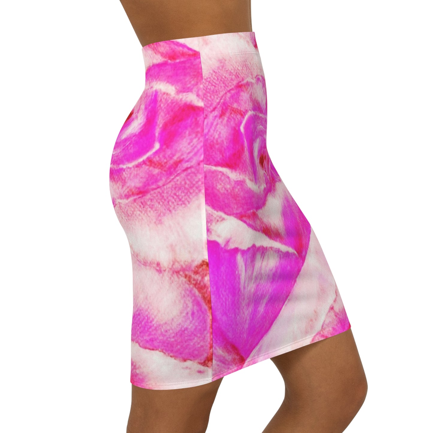 Rose High: Women's Mid-Waist Pencil Skirt (AOP)