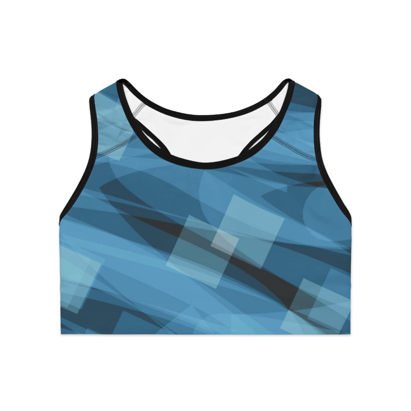 Trinity: Soft Blue Abstract Design Sports Bra, Workout Top, Activewear, Gym Essential, Fitness Gift, Streetwear