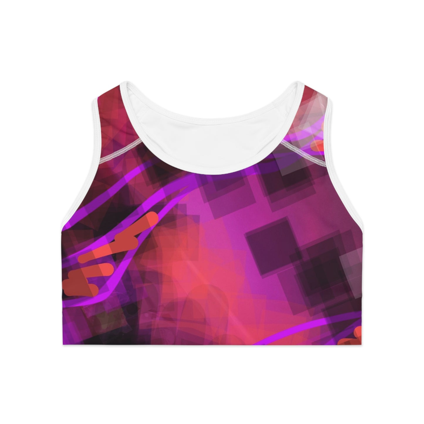 Bo I: WH Trim Vibrant Abstract Sports Bra - Colorful Workout Top for Fitness Enthusiasts