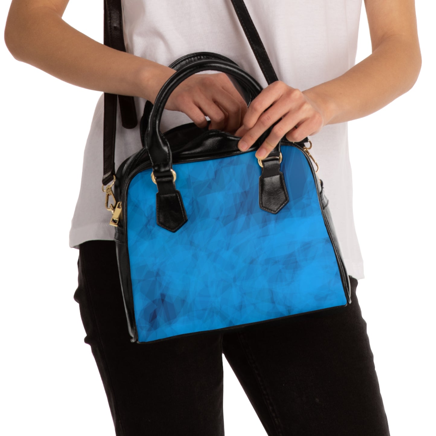 Frances: Modern Blue Abstract Shoulder Handbag - Chic and Stylish Everyday Tote