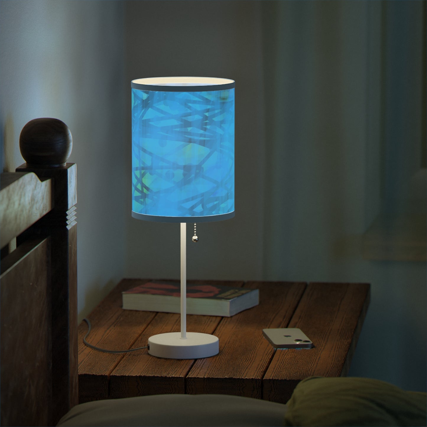 Carmen: {Blue Trim} Blue Abstract Table Lamp, Modern Decor, Bedroom Lighting, Nightstand Lamp, Home Interior, Artistic Design, Gift for Her