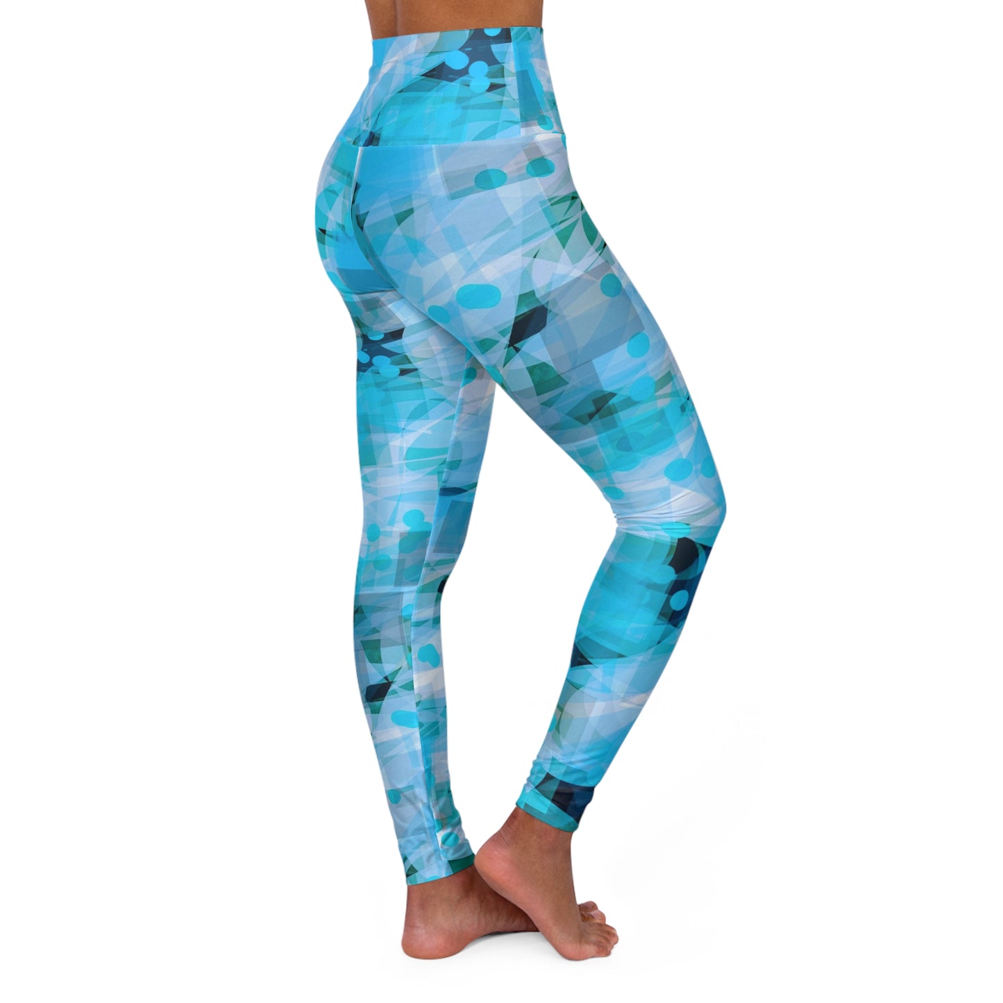 Cascadia: Vibrant, Serene High Waisted Fashion Leggings for Active Lifestyle, Fitness Apparel, Workout Gear, Yoga Essentials, Gift for Wellness Enthusiasts
