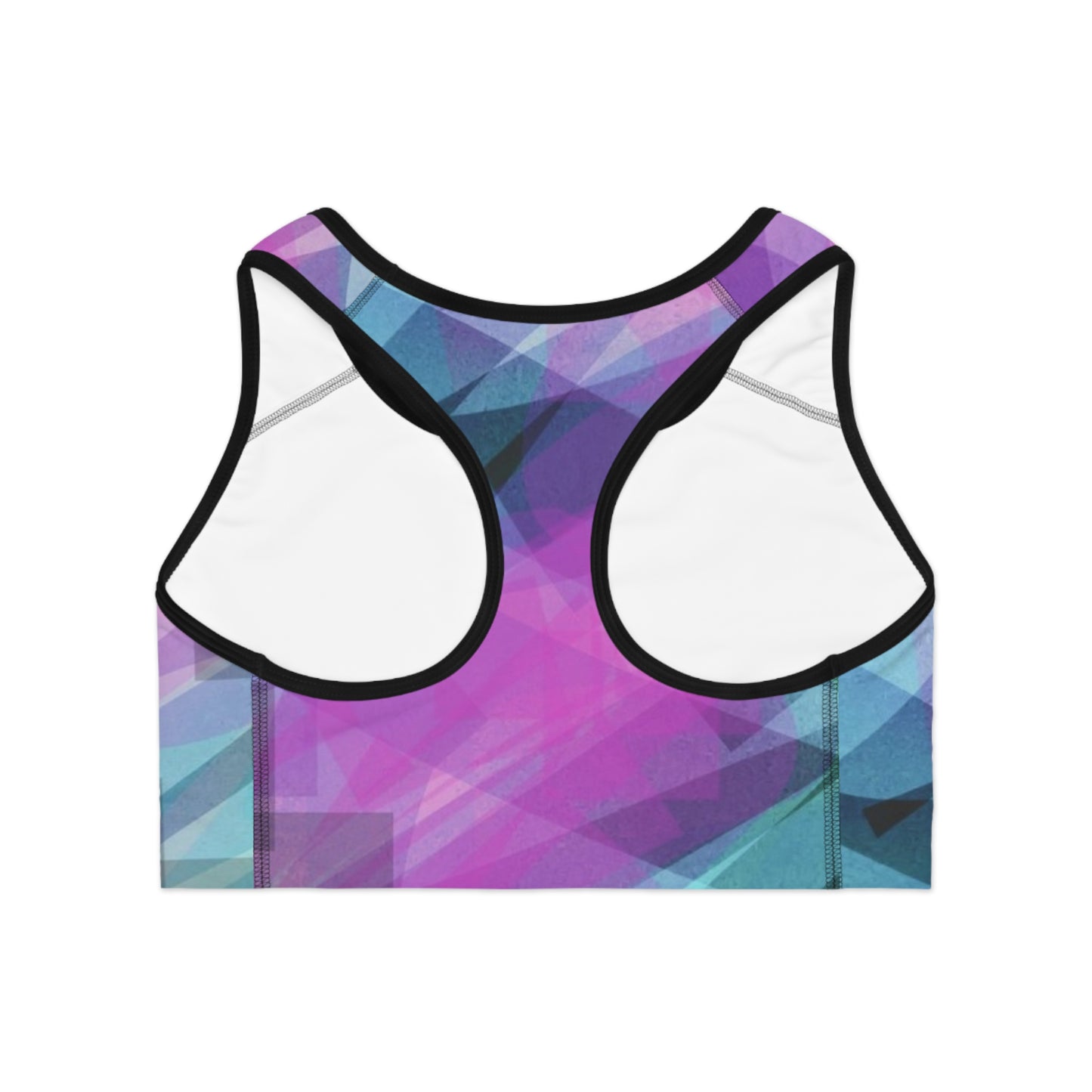 Yvonne II: Blk Trim; Chic Abstract Sports Bra, Workout Top, Activewear, Exercise Apparel, Yoga Bra, Gym Wear, Sports Clothing