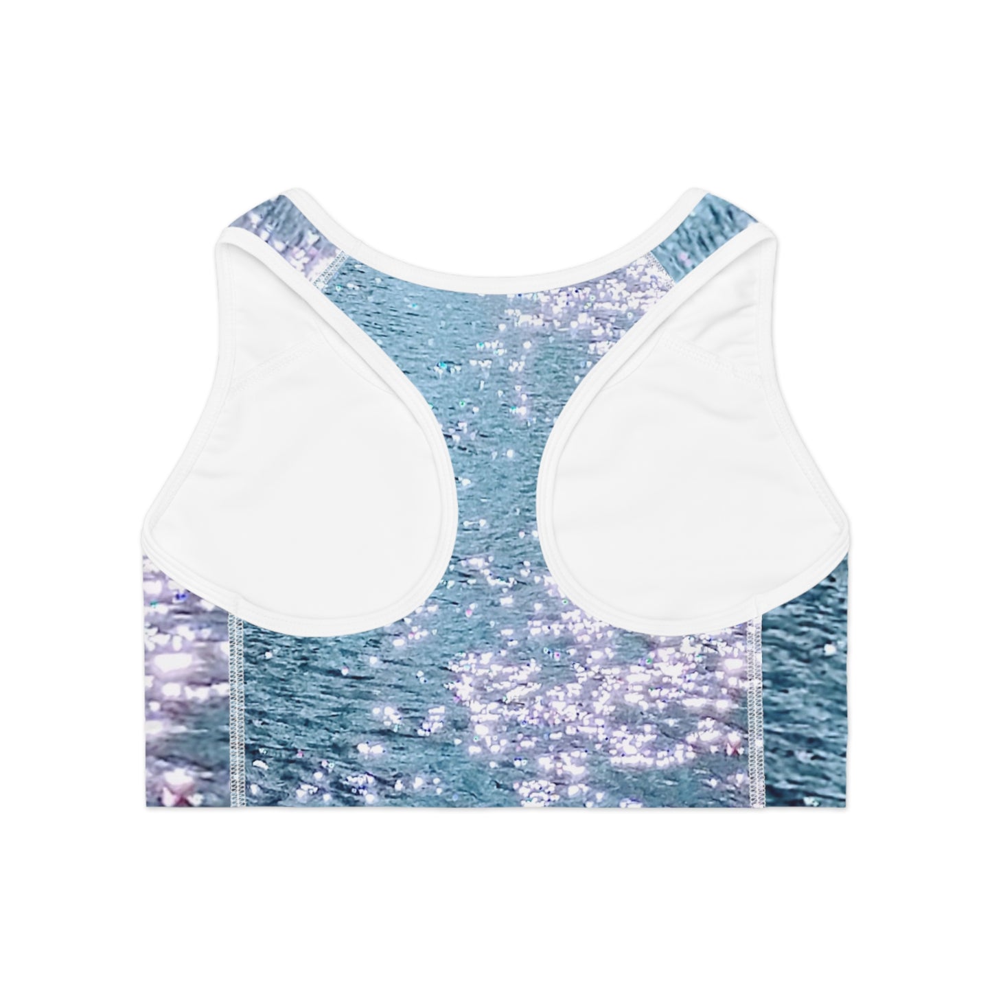 Water Diamonds: Sparkling Water Sports Bra, Nature Lovers Fitness Top, Gym Wear, Swimwear, Activewear, Workout Apparel