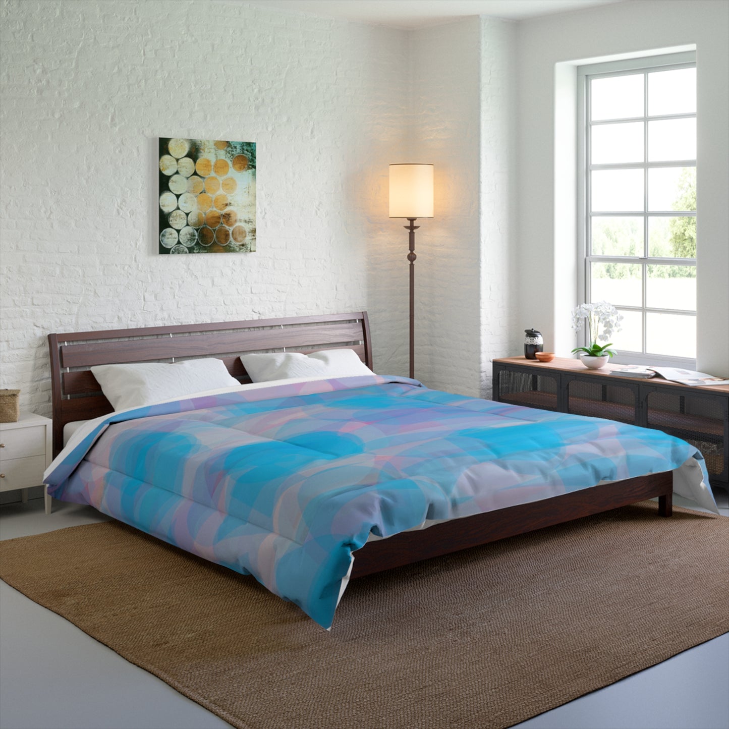 Mellow: Serene Abstract Comforter - Soft Blue Waves for Relaxing Sleep Spaces