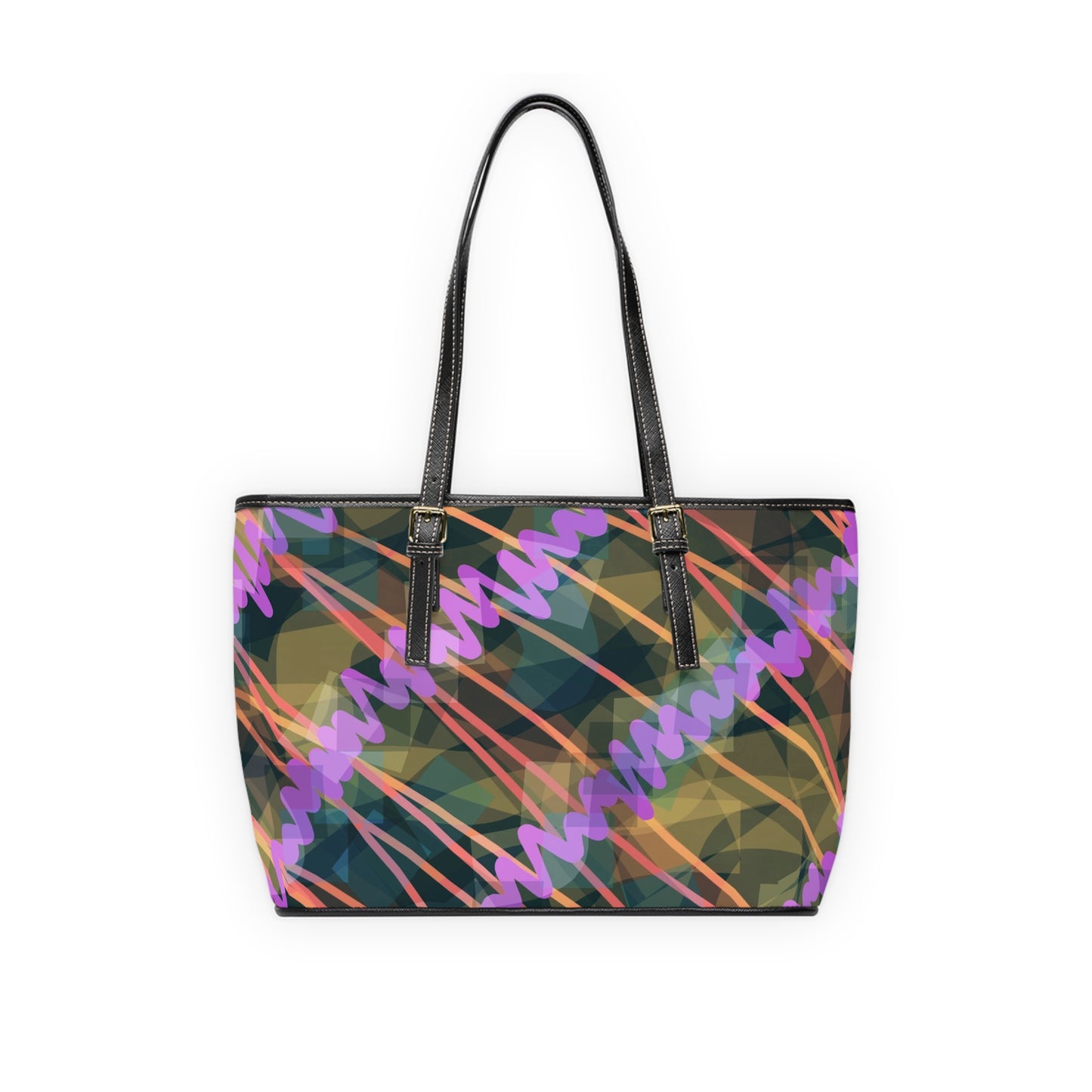 Ava: Stylish PU Leather Shoulder Bag - Colorful Abstract Design for Everyday Use