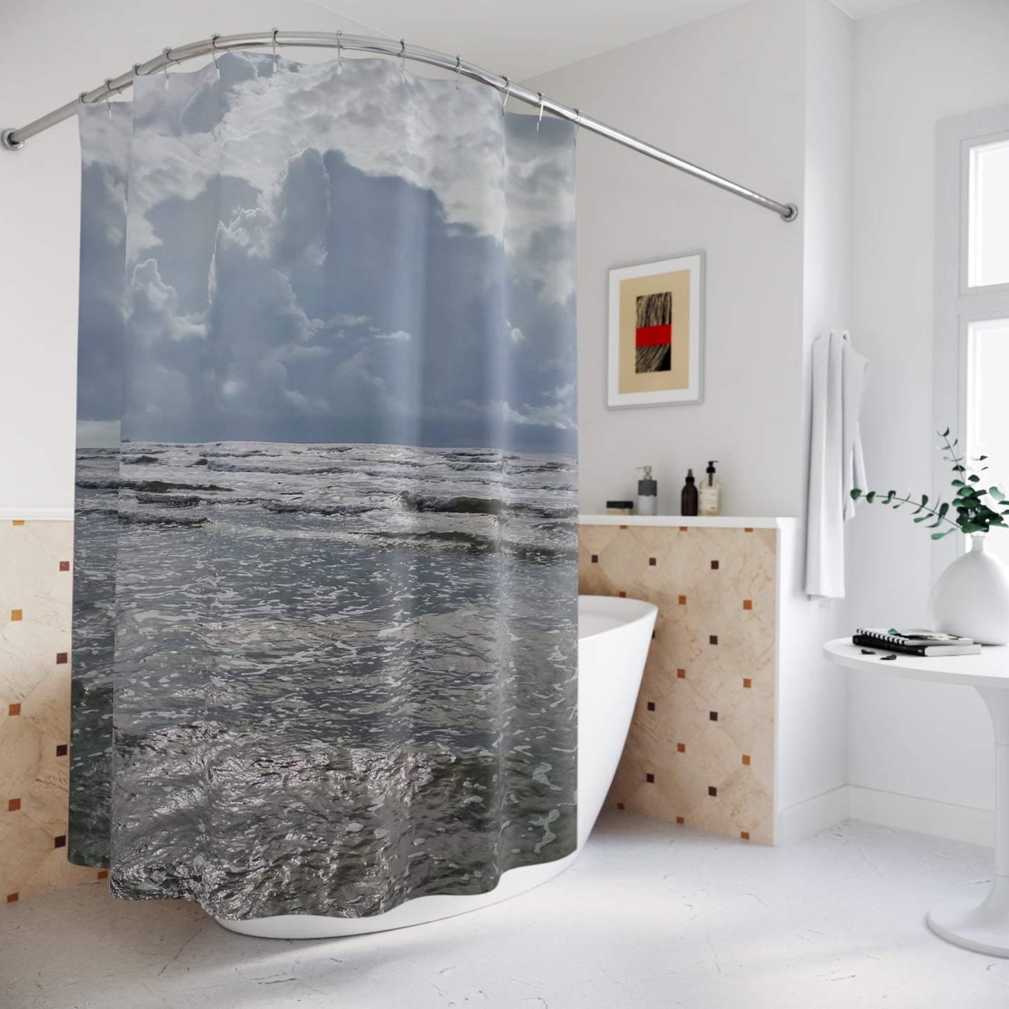 Silver Sea: Shower Curtains