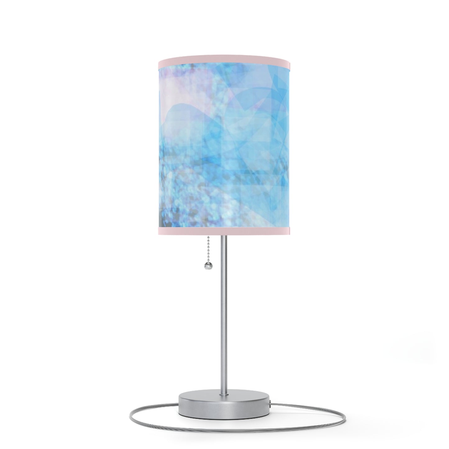 Sapphire Softly: Pink Trim; Modern Blue Abstract Table Lamp - Stylish Lighting for Home Decor
