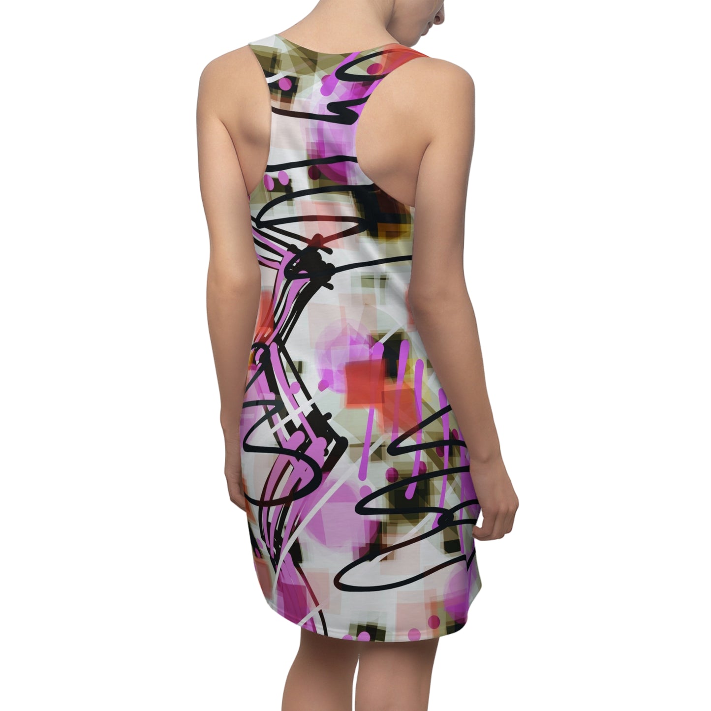 Annabella: Abstract Art Women's Racerback Dress - Stylish & Playful Summer Wear