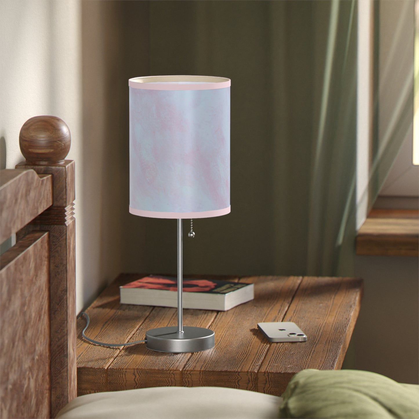 Summit of Love: (Pink Trim) Pastel Dream Table Lamp, Soft Glow Bedside Light, Decorative Lighting for Home, Unique Gift for Her, Modern Desk Lamp, Nightstand Decor