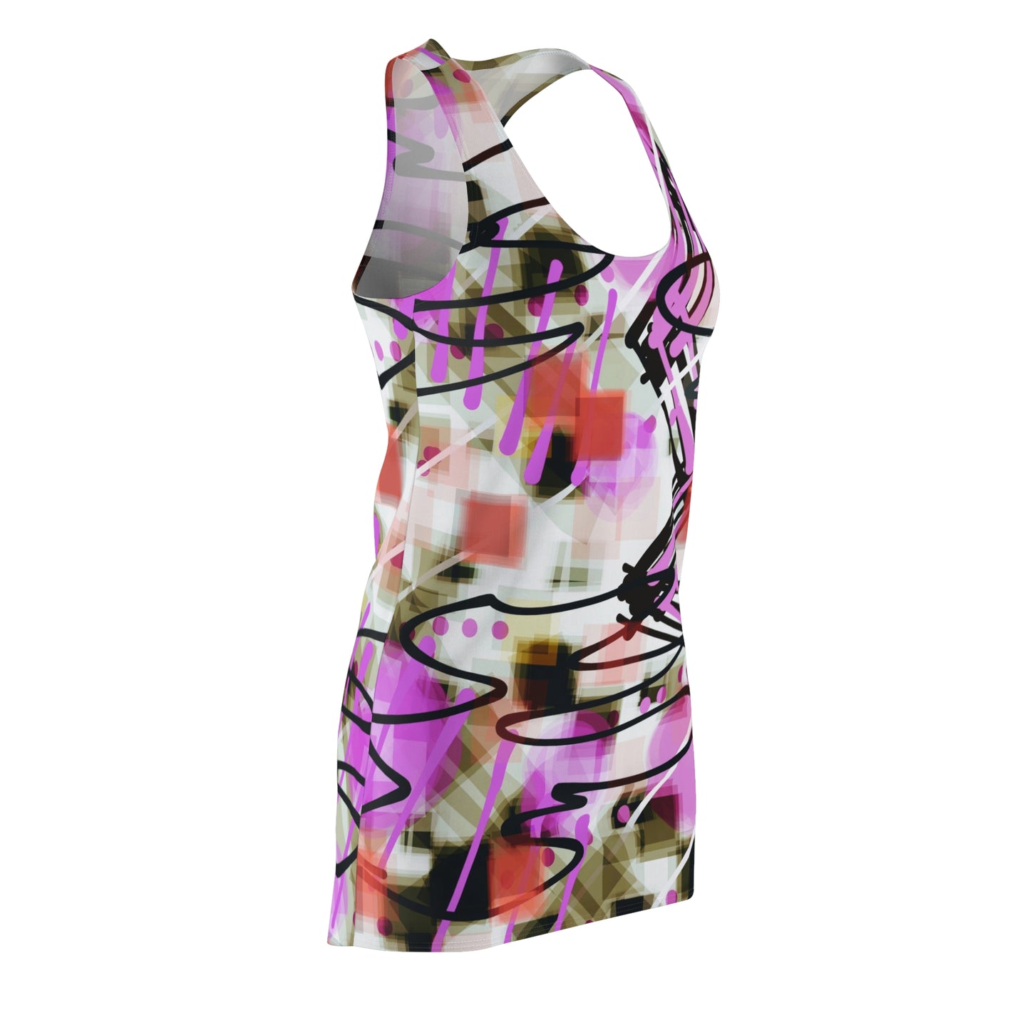 Annabella: Abstract Art Women's Racerback Dress - Stylish & Playful Summer Wear