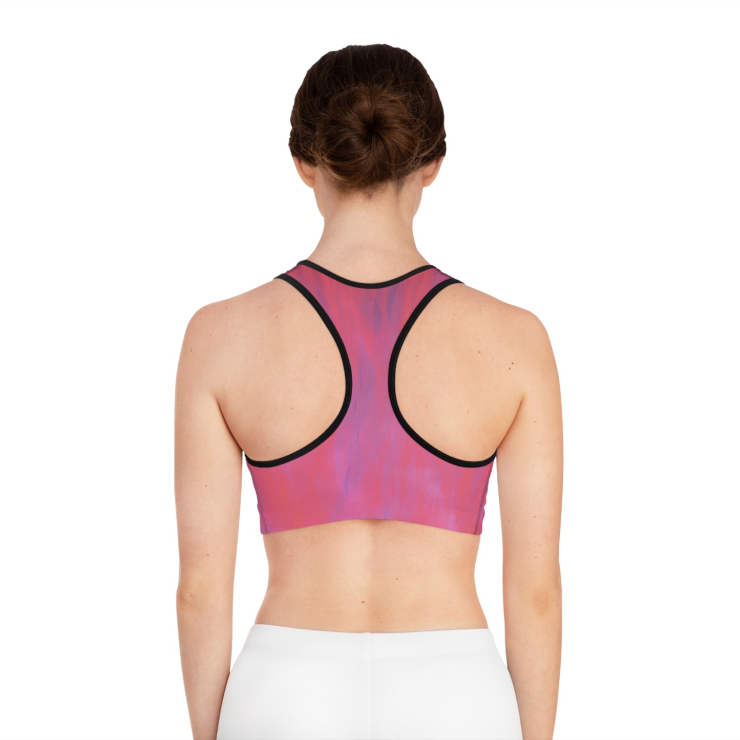 Aphrodite II: Blk Trim Colorful Watercolor Sports Bra for Yoga and Fitness
