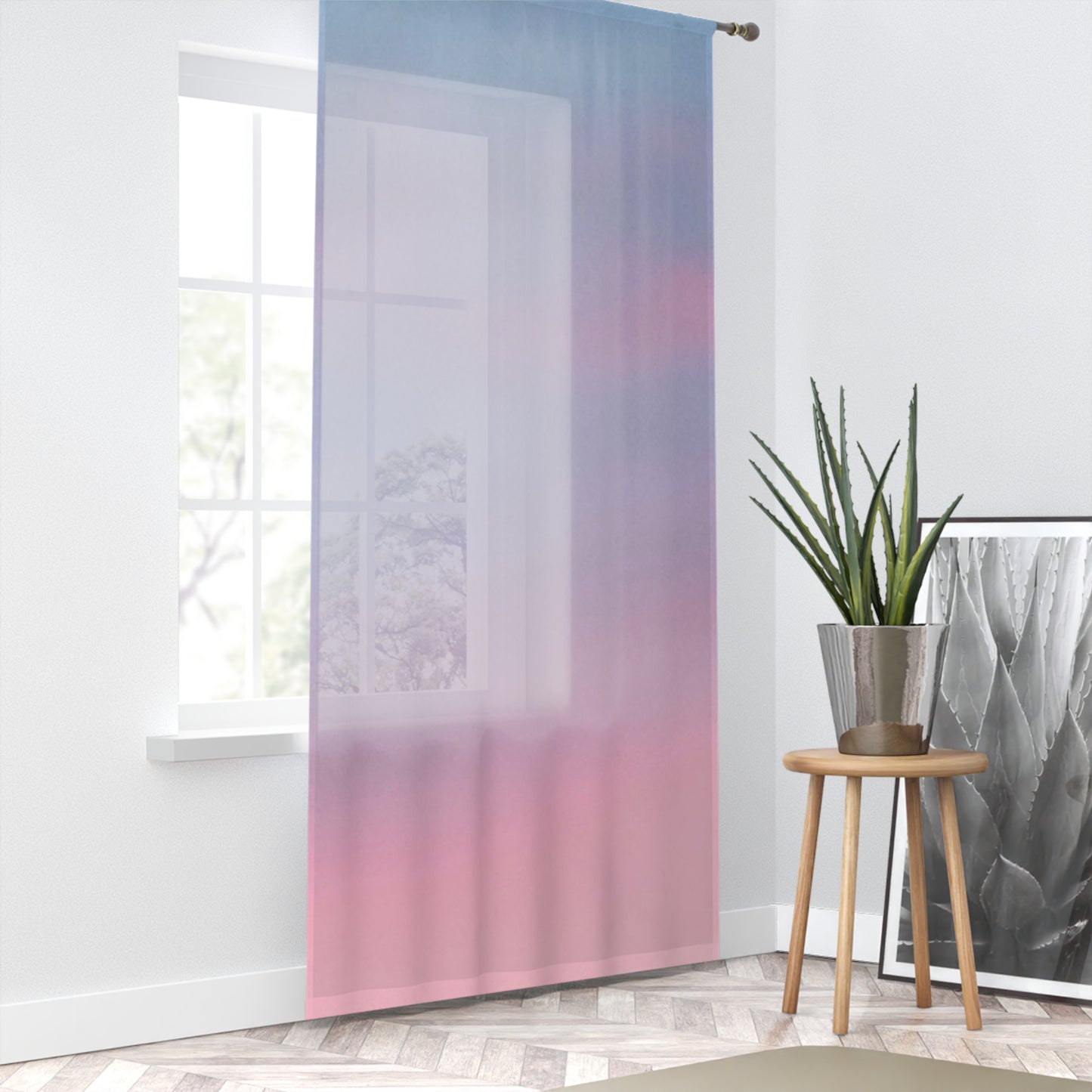 Soothing Sky: Pastel Gradient Window Curtain, Dreamy Sheer Drapes, Soft Home Decor, Boho Style Panel, Bedroom or Living Room, Curtain Panel