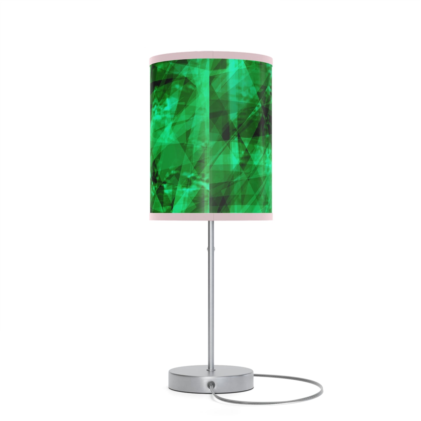 A Gem Aura II: Light Pink Trim Modern Green Geometric Table Lamp, Decorative Lighting, Home Decor, Bedroom Accent, Stylish Gift Idea