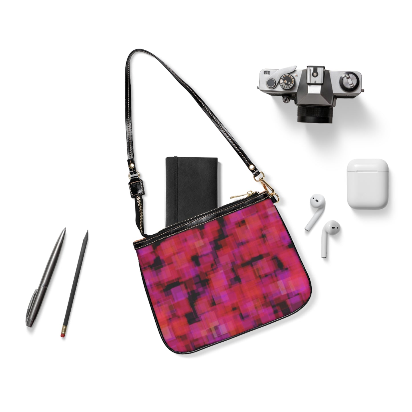 Amaltheia: Vibrant Hip Abstract Small Shoulder Bag, Chic Crossbody Purse, Fashionable Evening Clutch, Colorful Travel Accessory, Trendy Daily Handbag, Faux Leather