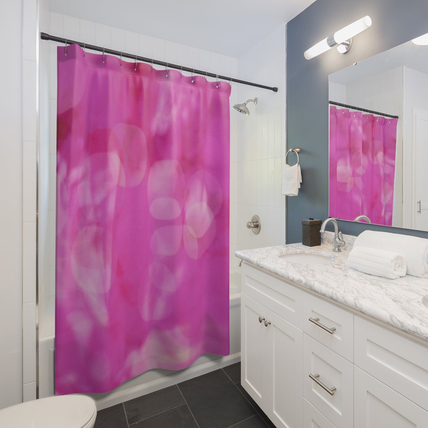 Jubilee: Vibrant Pink Shower Curtain, Boho Bathroom Decor, Modern Home Accessory, Unique Gift Idea, Holiday and Housewarming Essentials