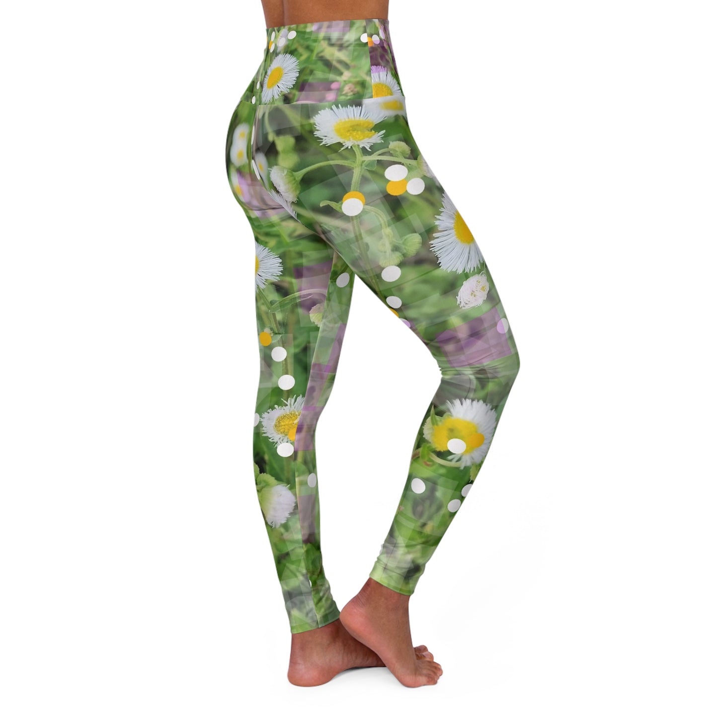 Wildflowers: High Waisted Leggings, Adorable Floral Print, Activewear, Casual Chic Clothing