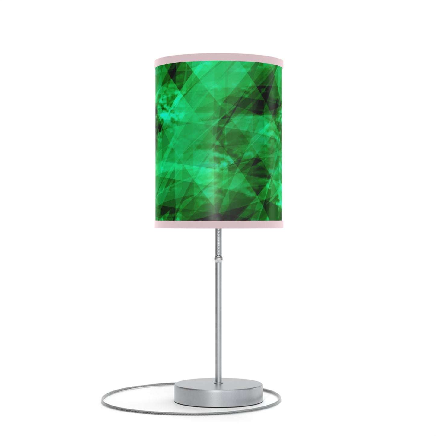 A Gem Aura II: Light Pink Trim Modern Green Geometric Table Lamp, Decorative Lighting, Home Decor, Bedroom Accent, Stylish Gift Idea
