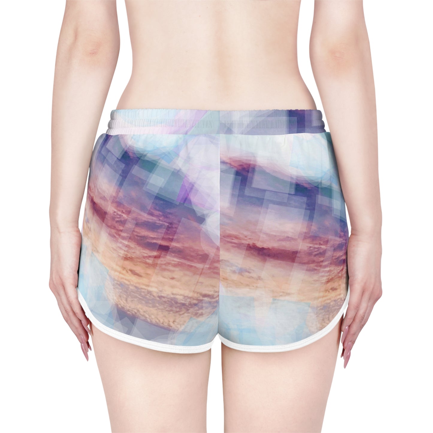 Andromeda: Women's Relaxed Beach Shorts - Colorful Abstract Design for Summer Vibes