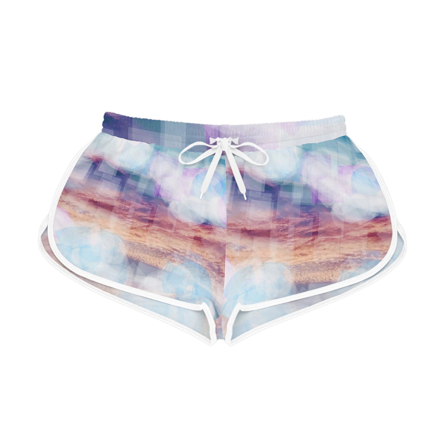 Andromeda: Women's Relaxed Beach Shorts - Colorful Abstract Design for Summer Vibes