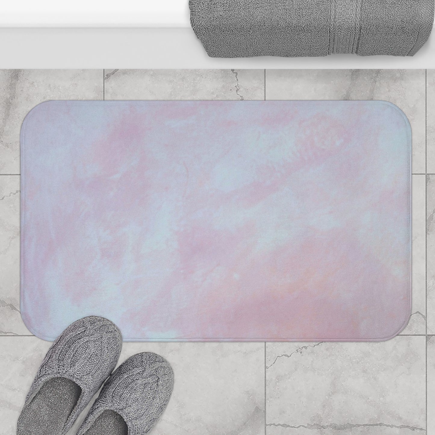 Summit of Love: (34"x21") Pastel Abstract Bathmat, Soft Bathroom Rug, Boho Home Decor, Perfect for Spa Days, Self-Care Gift, Easter Decor