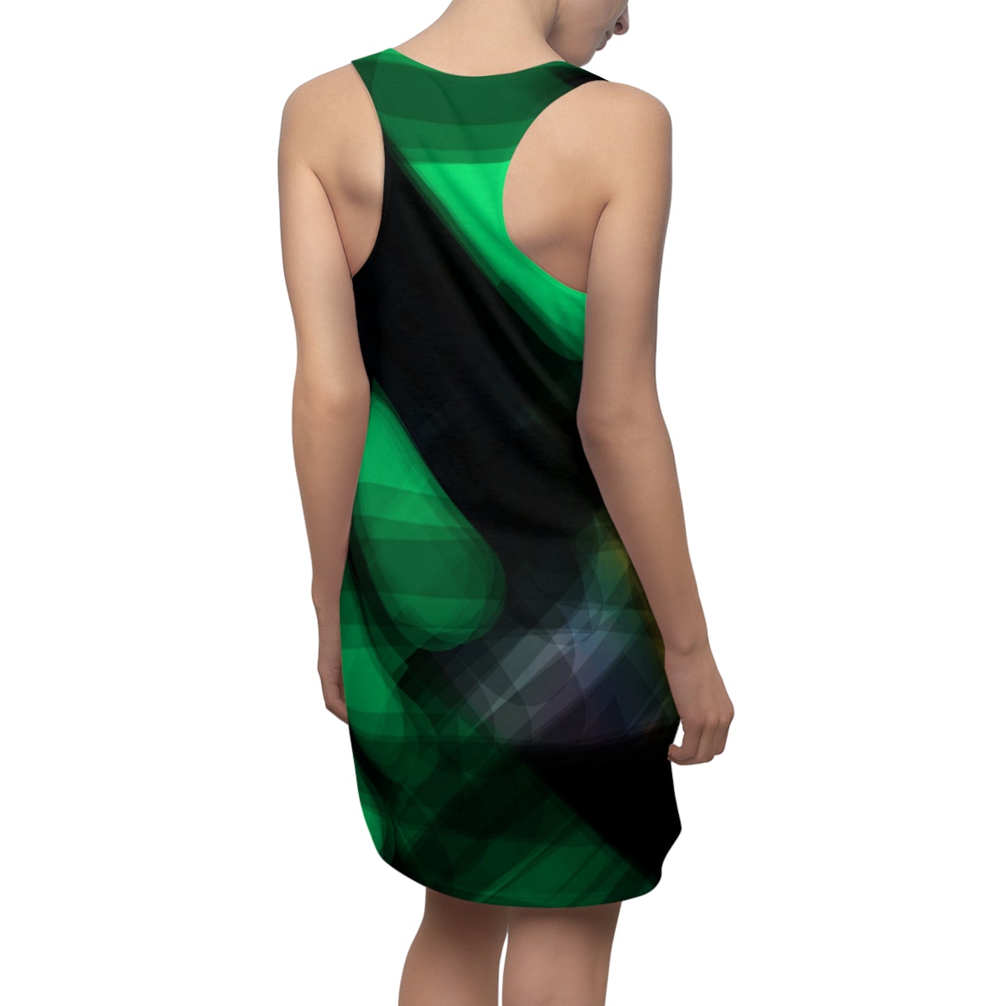 Electra Land: Abstract Green Racerback Dress - Stylish & Versatile Summer Wear for Women