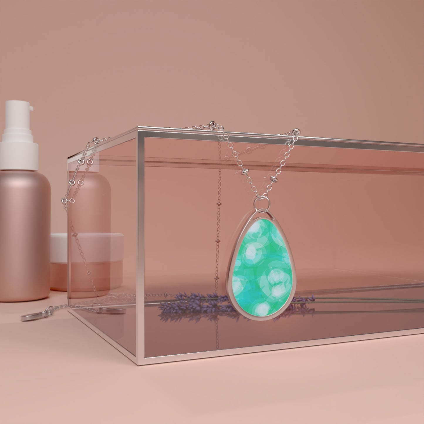 Sharona: Elegant Oval Necklace - Soothing Green Teardrop Pendant for Every Occasion