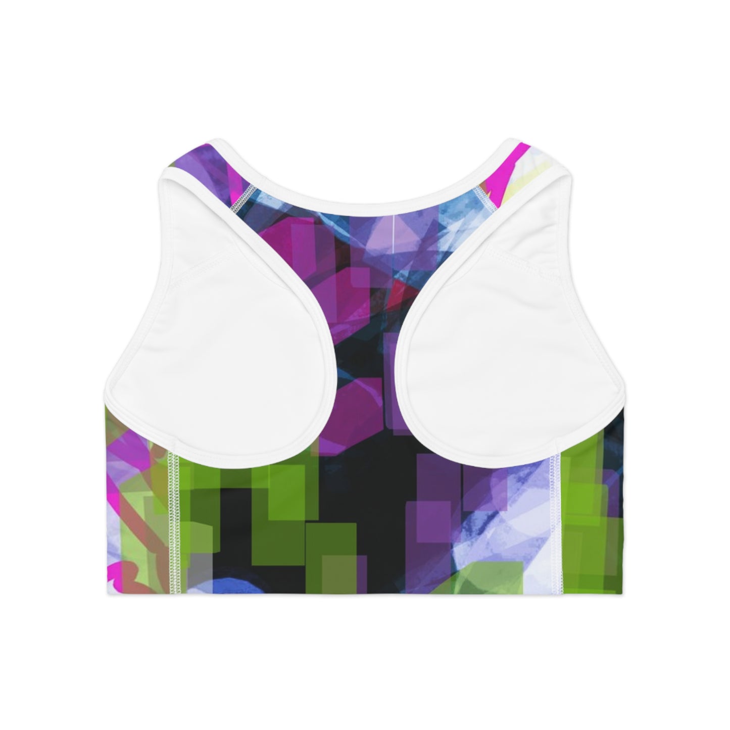 Aether II: WH Trim; Vibrant Graphic Sports Bra, Athletic Crop Top, Workout Gear, Colorful Activewear, Fitness Apparel, Gym Fashion