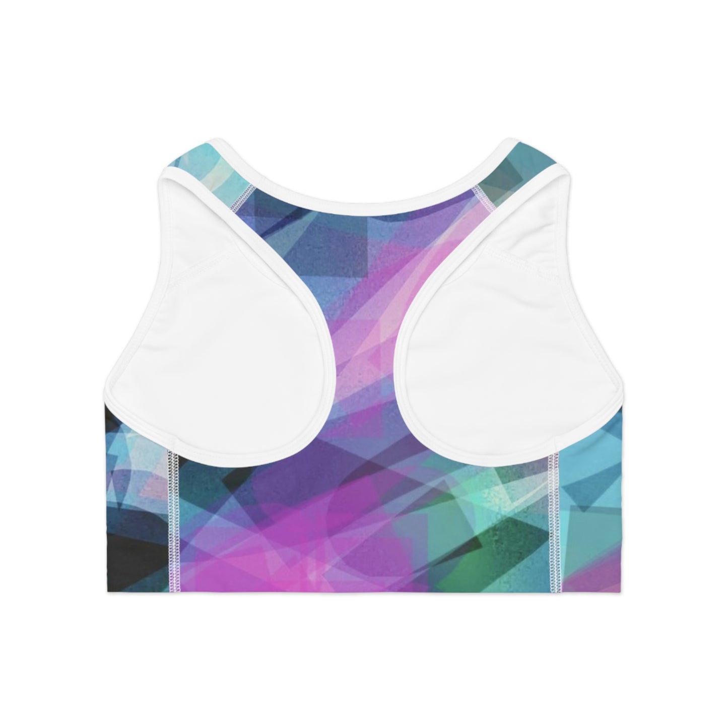 Yvonne I: WH Trim; Abstract Fresh Vibes Stylish Sports Bra, Athletic Wear, Fitness Gear, Workout Apparel, Gym Top, Activewear Layering