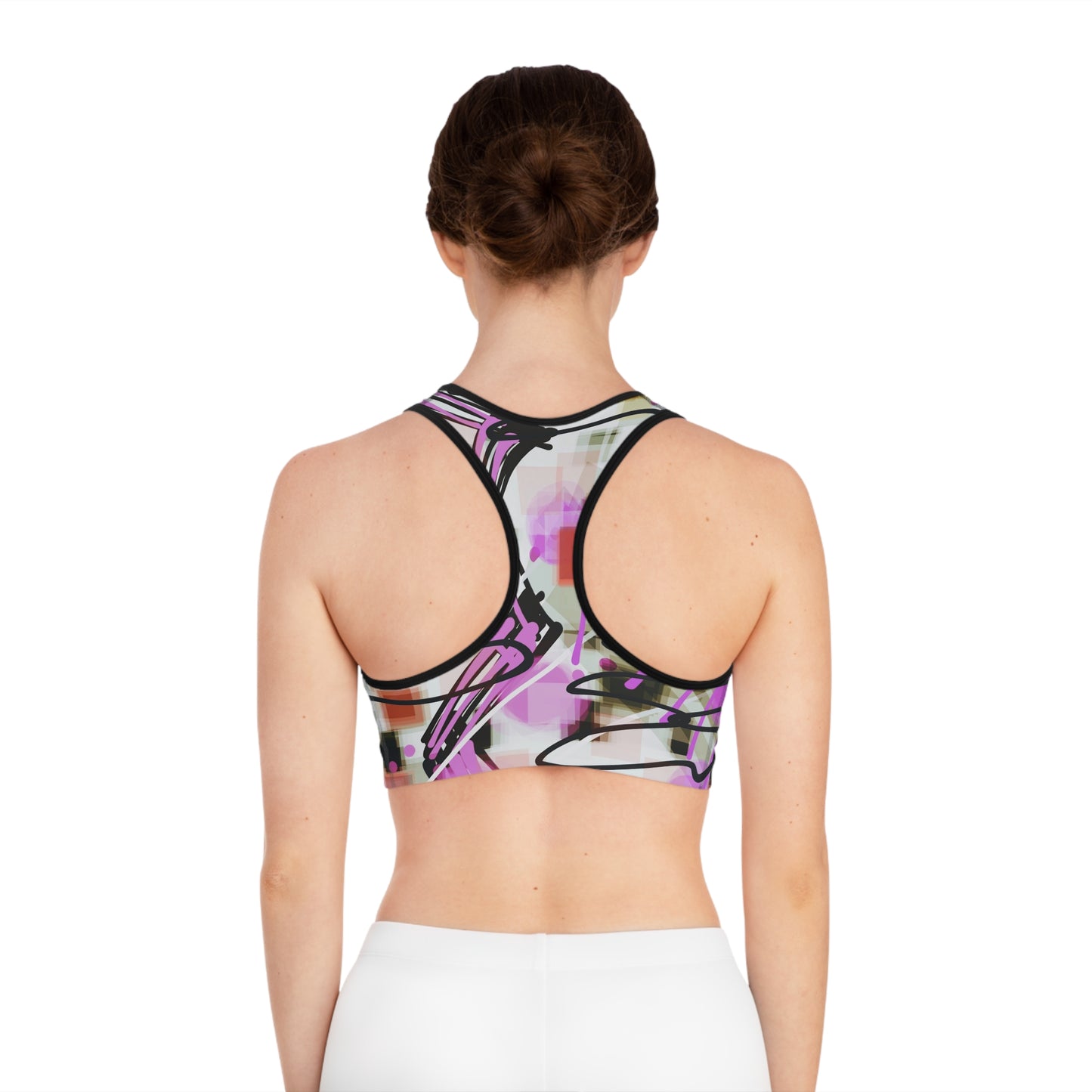 Annabella: Abstract Colorful Sports Bra - Motivational Athletic Wear for Active Women