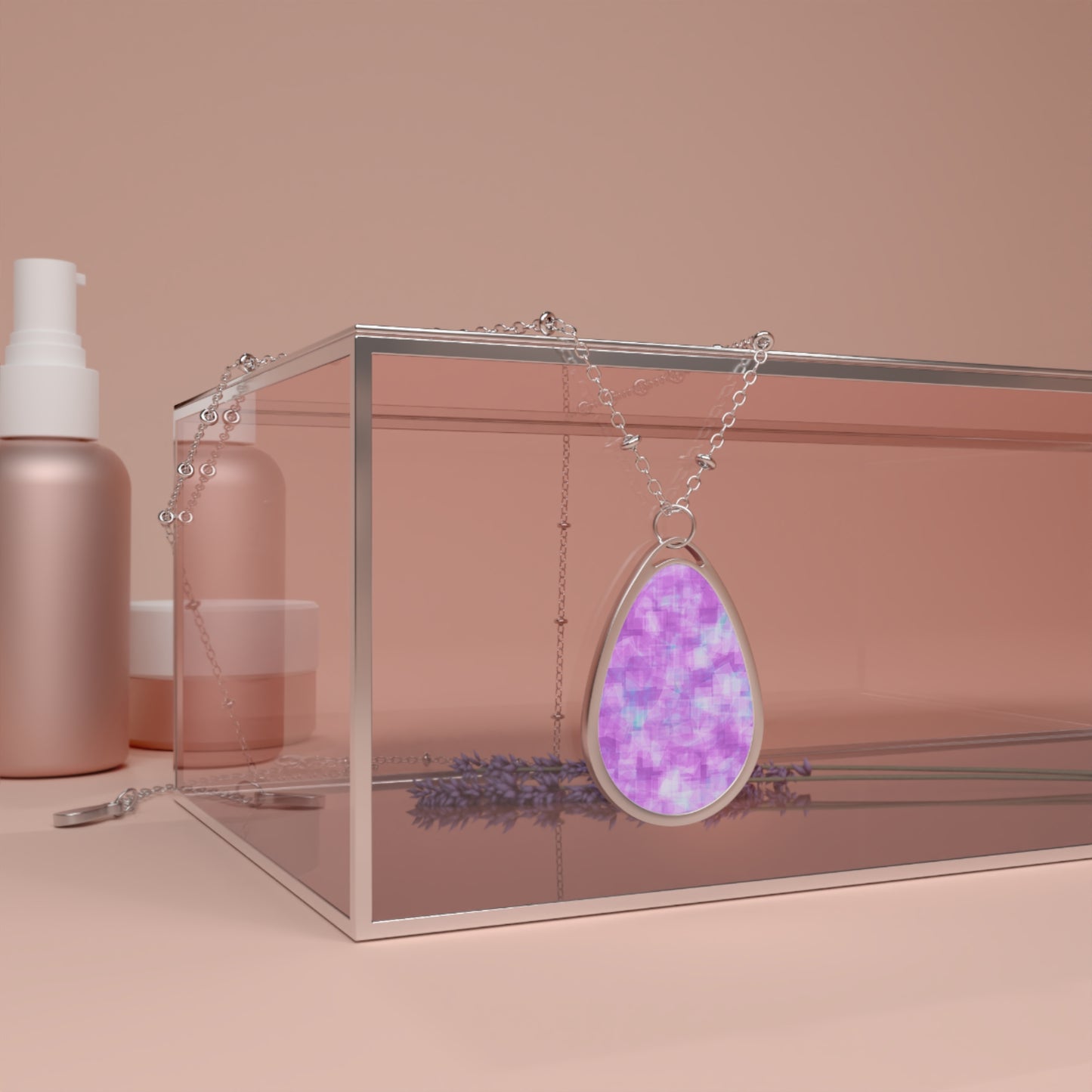 Betty: Modern Oval Necklace - Elegant Violet Teardrop Pendant for Everyday Wear