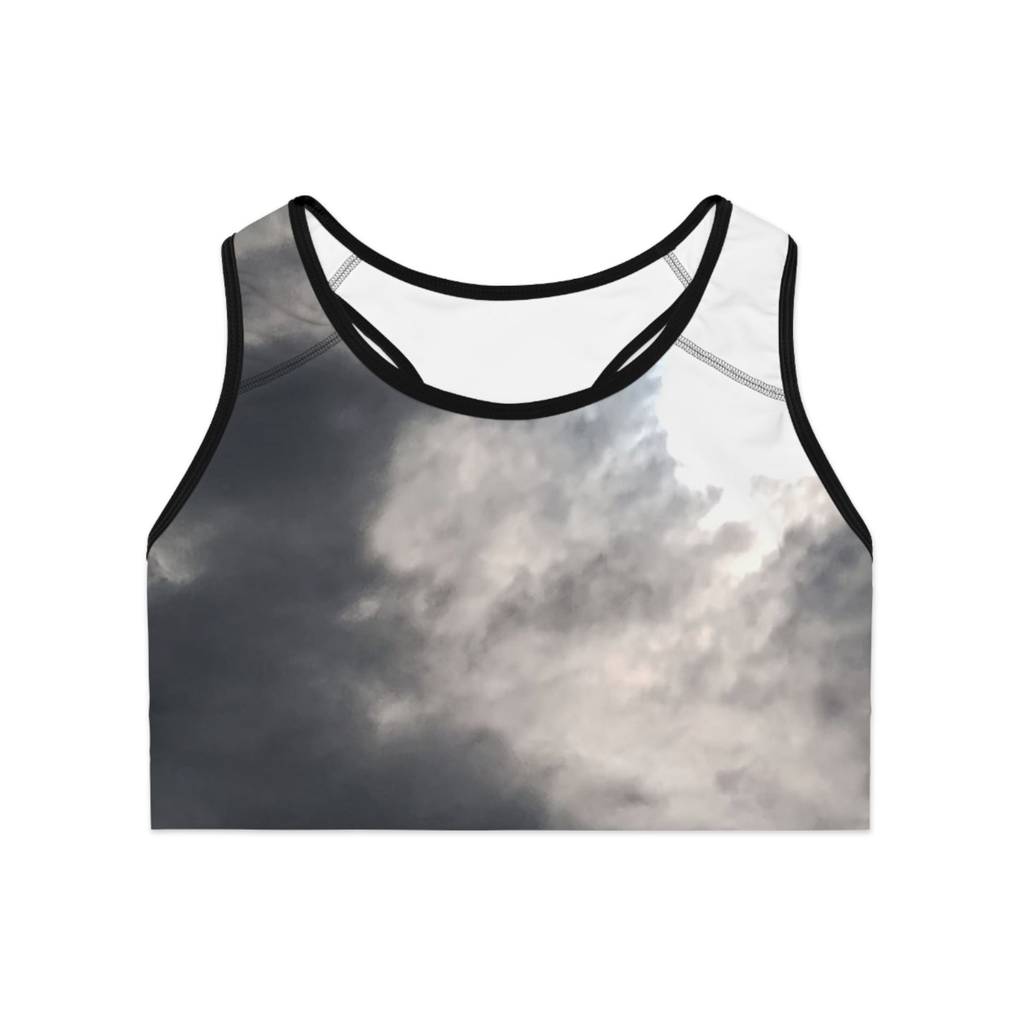 Storm: Cloudy Sky Sports Bra, Fitness Apparel, Workout Gear, Yoga Top, Activewear, Gifts for Her, AOP Bra