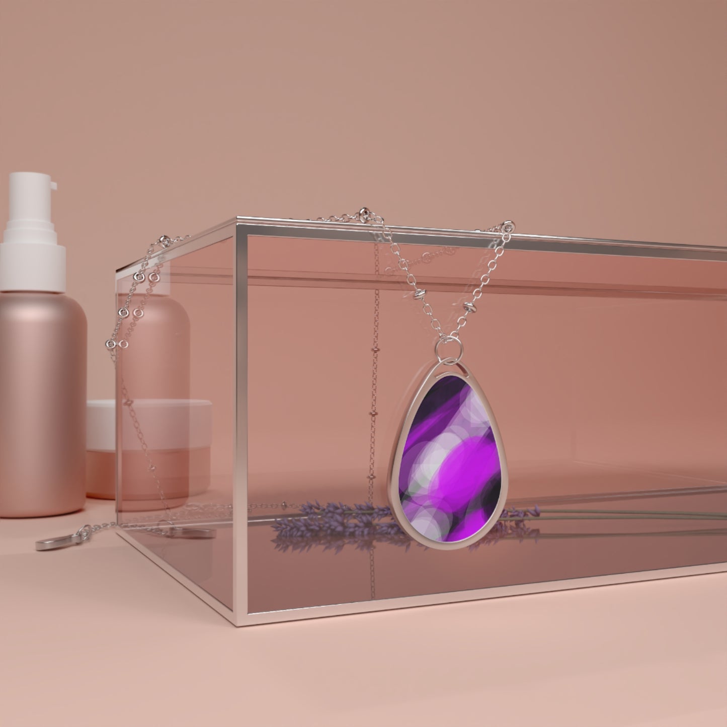 Laid Back: Chic Abstract Purple Oval Necklace - Unique Jewelry for Everyday Elegance