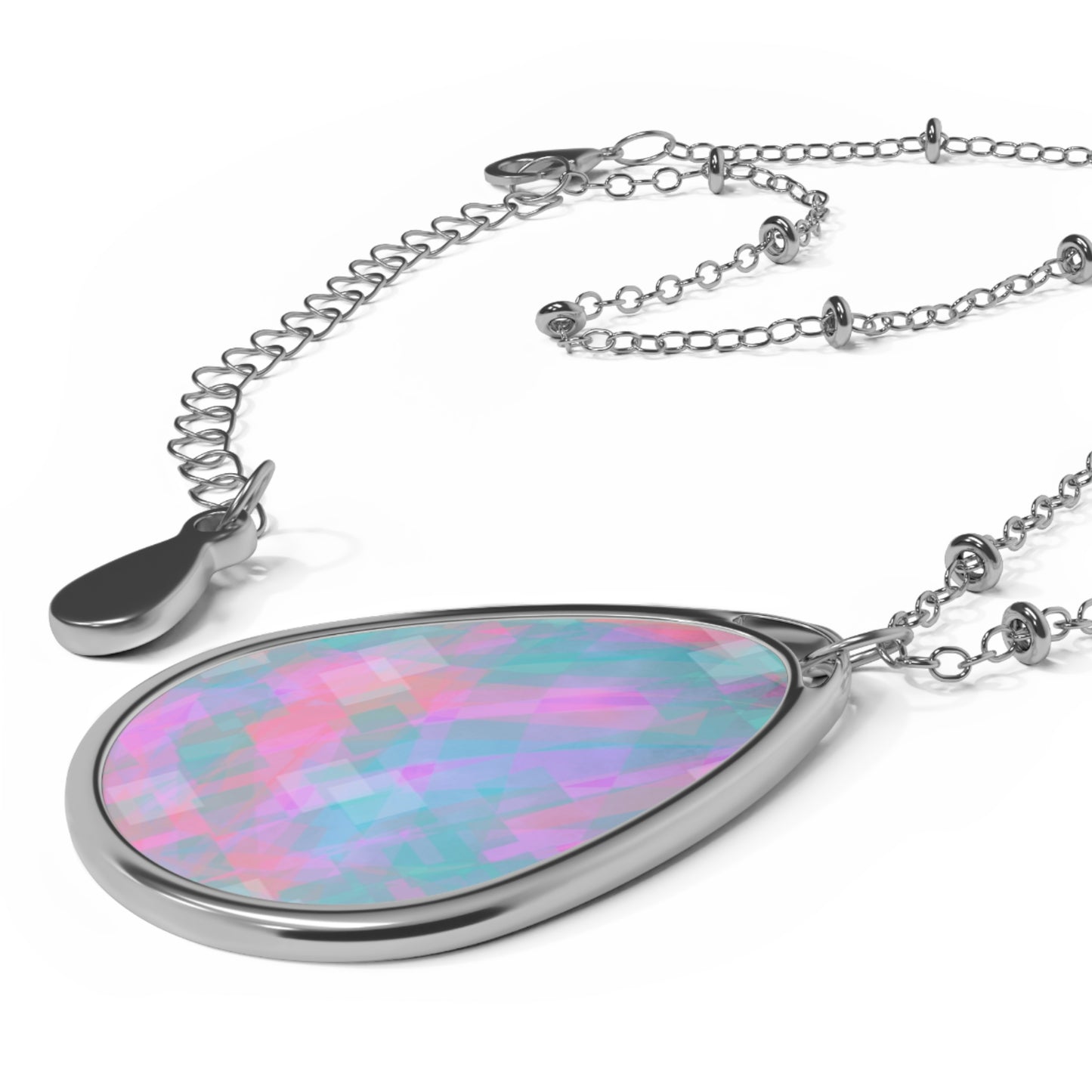 Sol Shimmer: Elegant Pastel Oval Necklace with Iridescent Charm, Dainty Jewelry, Gift for Her, Boho Chic Accessory, Daily Wear, Birthday Present