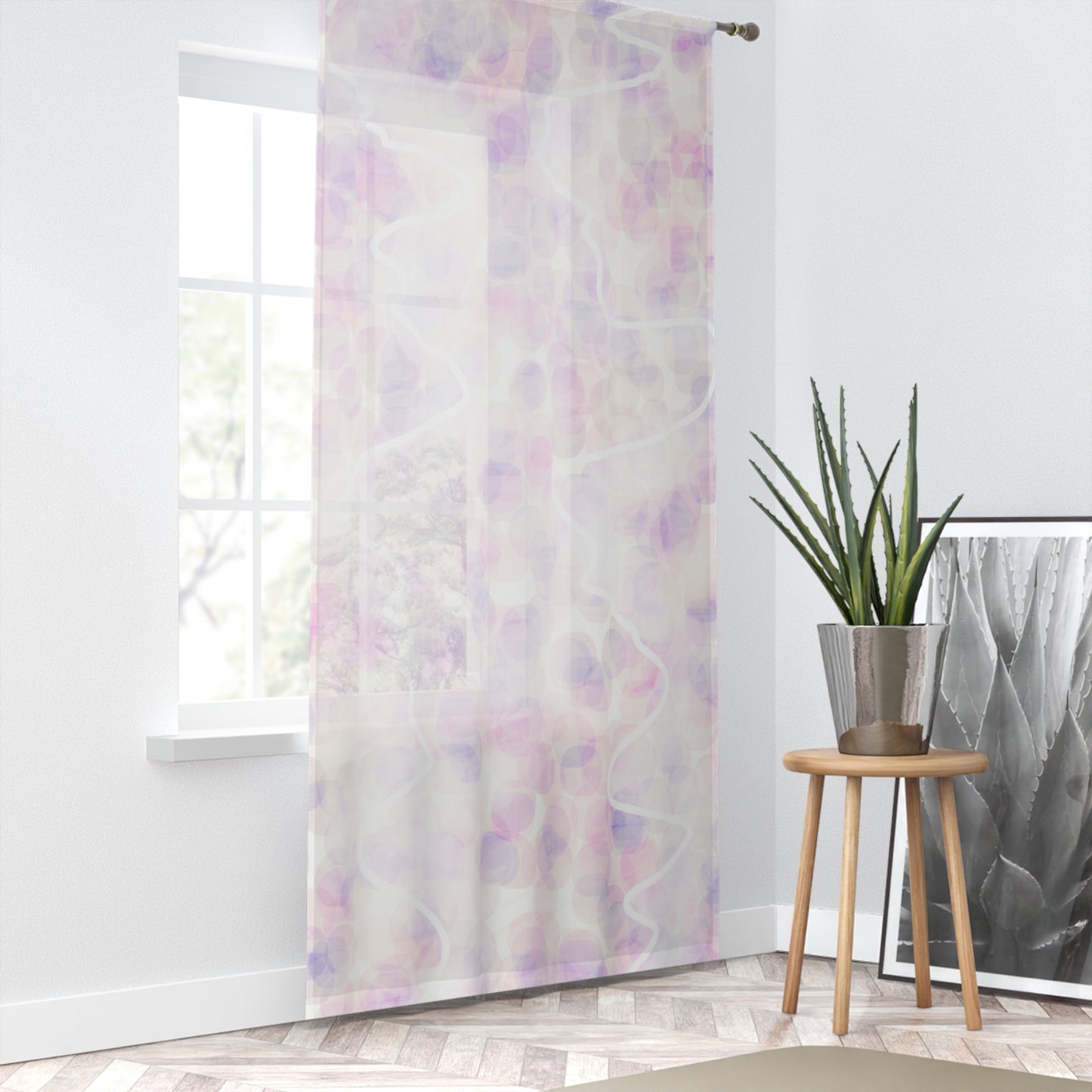Innocent Memories: Sheer Pastel Vibes Curtain – Soft Lavender & Blush Window Panel