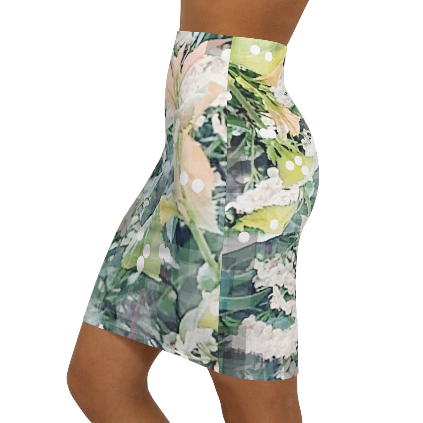 Blossomi: Women's Mid-Waist Pencil Skirt (AOP)